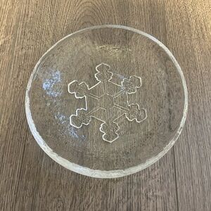 Handmade Textured Snowflake Glass Plate Simon Pearce Signed